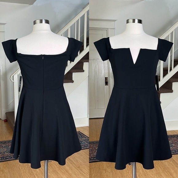 LULUS Off-the-Shoulder Skater Dress in Black NWT Size Medium - Picture 2 of 14